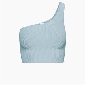 Aritzia One-Shoulder Ribbed Top in Light Blue
